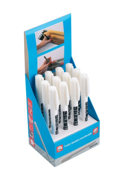 Tosidet permanent tusch – hvid marker med dobbelt spids