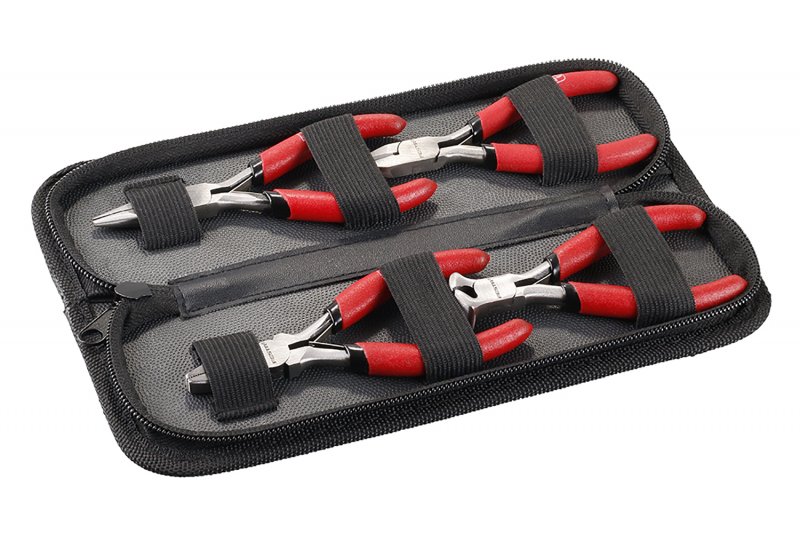 Mini tang sæt 110 mm – præcisionstænger i etui (4 stk)