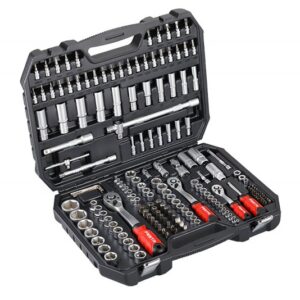 Topnøglesæt 176 dele – 1/4", 3/8", 1/2" fatningssæt i plastkuffert