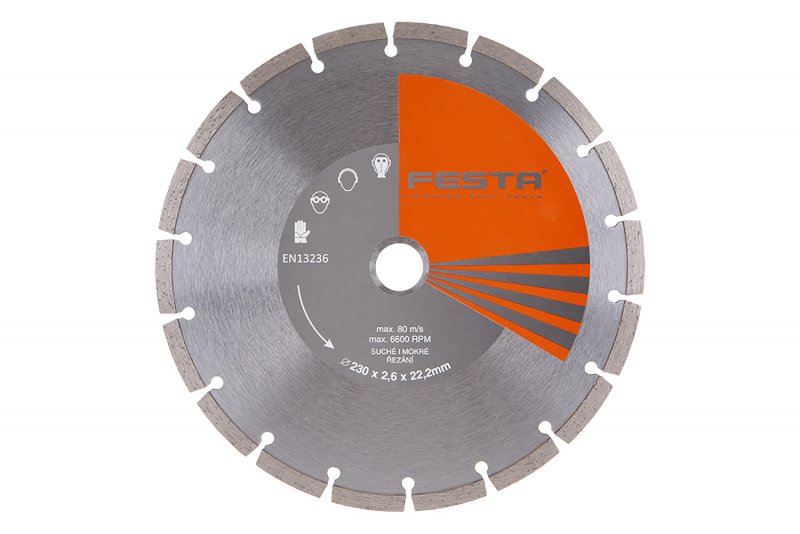 Diamantklinge 230 mm – segmenteret, til beton
