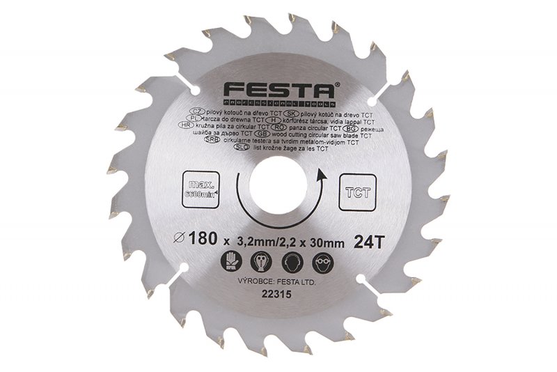 Rundsavklinge TCT 180 mm – 24 tænder