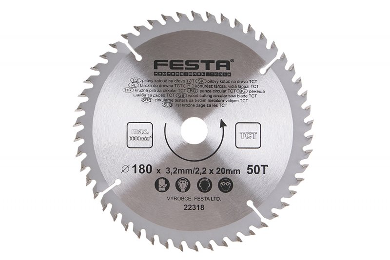 Rundsavklinge TCT 180 mm – 50 tænder