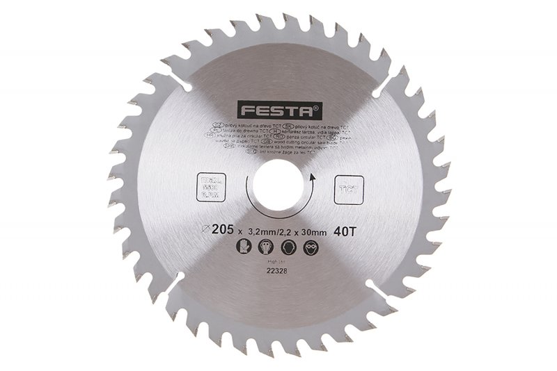 Rundsavklinge TCT 205 mm – 40 tænder