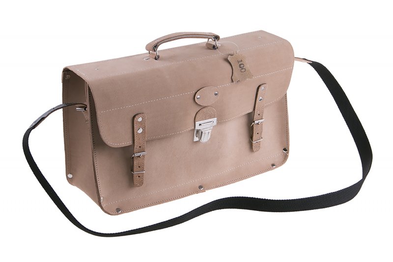 Håndværkertaske i læder med forstærket bund – 24 × 43 × 15 cm