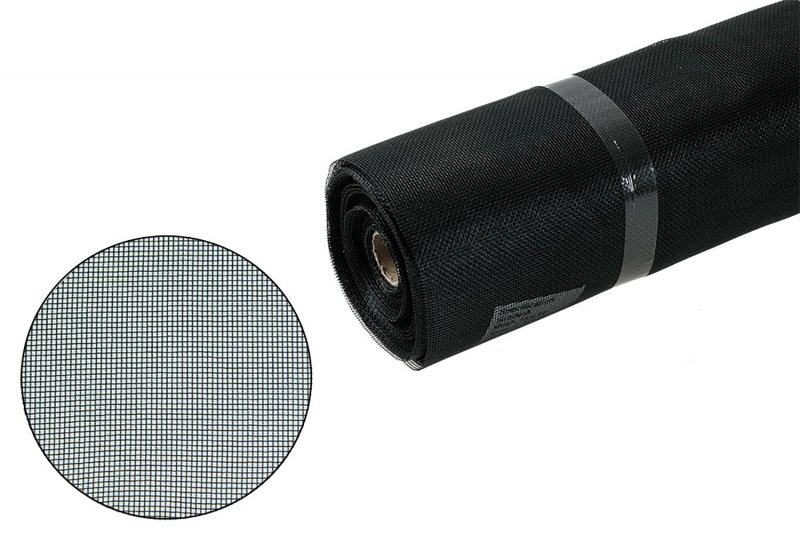 Insektnet i glasfiber sort 0,8 × 30 m – myggenet i rulle