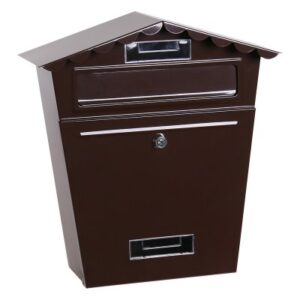 Postkasse brun 29 × 36 × 10,5 cm – klassisk vægpostkasse i metal
