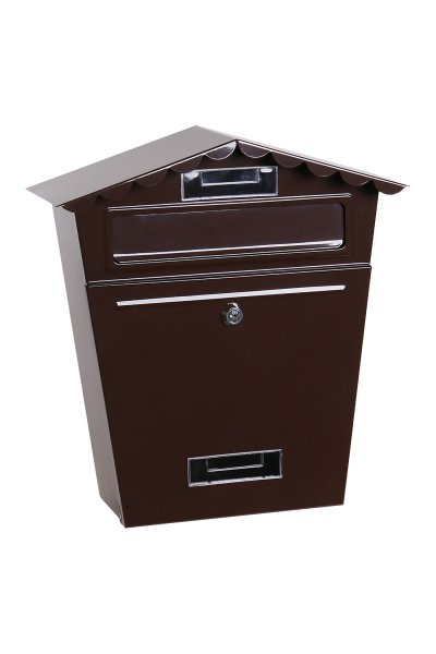 Postkasse brun 29 × 36 × 10,5 cm – klassisk vægpostkasse i metal