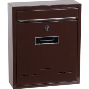 Postkasse lille brun – kompakt vægpostkasse 31 × 26 × 9 cm