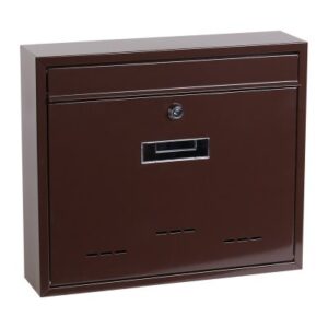 Stor postkasse brun 31×36×9 cm – klassisk vægpostkasse i metal